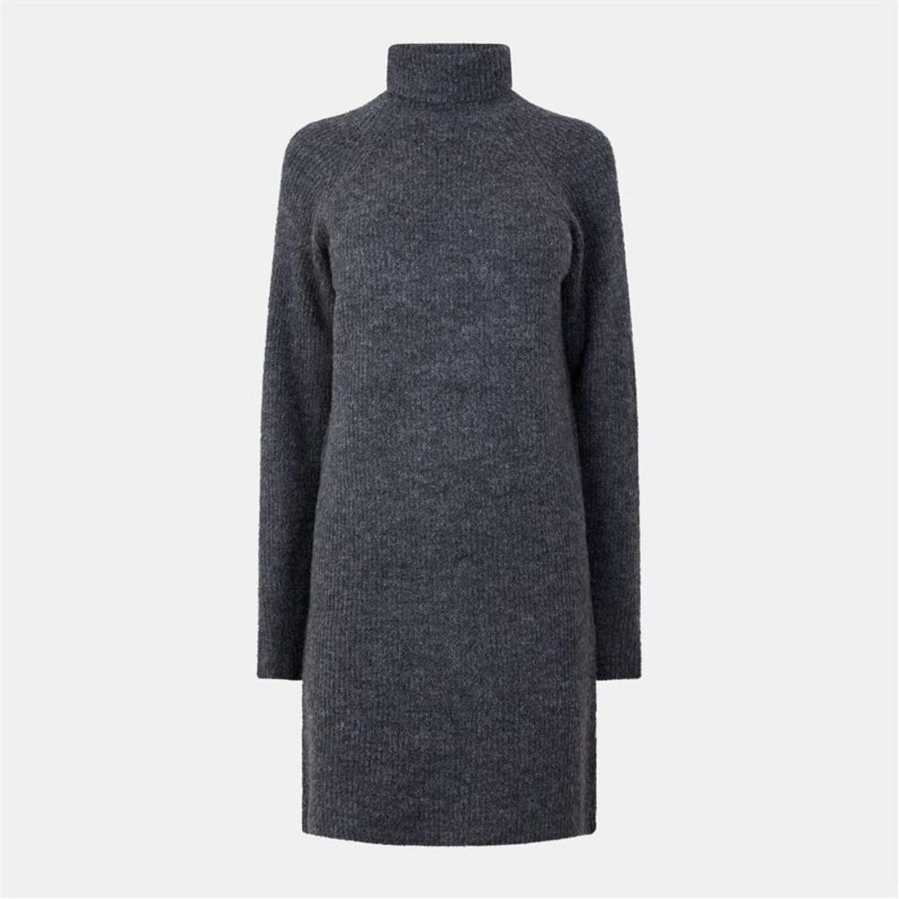Pieces Womens/Ladies Turtle Neck Sweater Dress / Dark Grey Melange